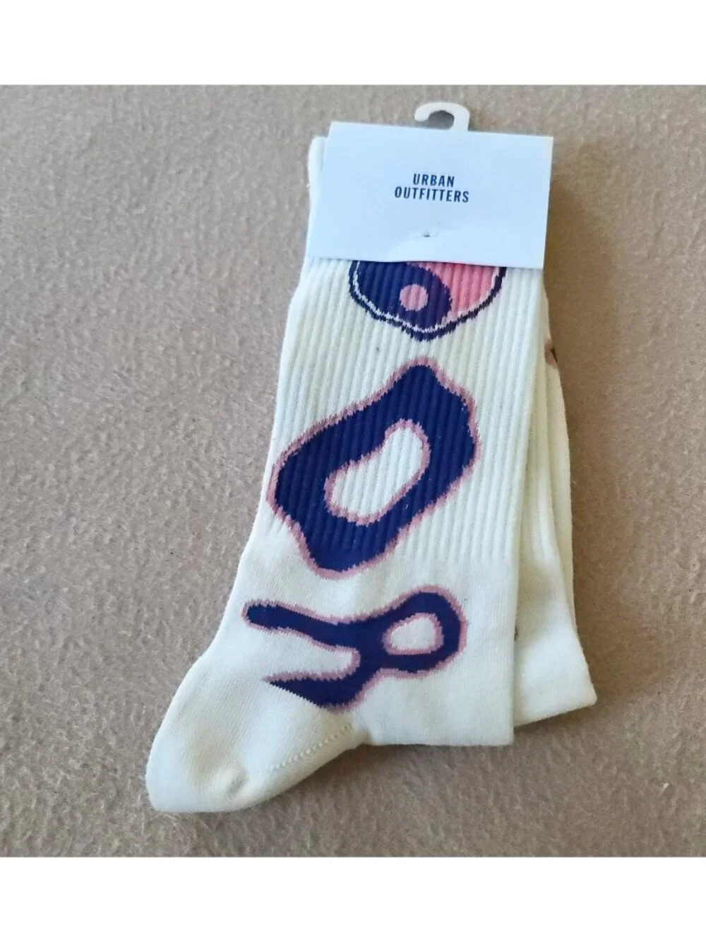 2 Pairs Urban Outfitters Crew Socks OS Unisex Lightning Bolt + Order Chaos NEW